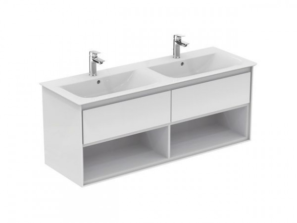 Ideal Standard Double Vanity Unit 2 drawers Connect Air Brown Matt/White Matt Glossy White/White Matt