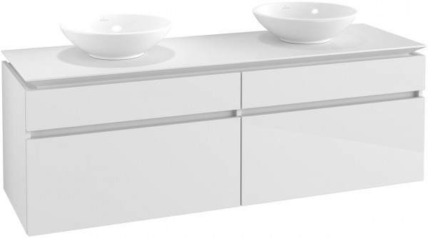 Villeroy and Boch Countertop Basin Unit Legato For 2 washbasins 1600x550x500mm Glossy White