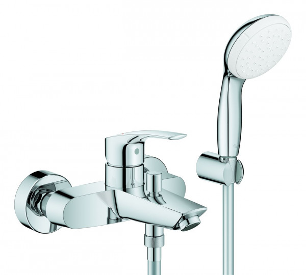 Wall Mounted Bath Shower Mixer Tap Grohe Eurosmart with hand shower Chrome