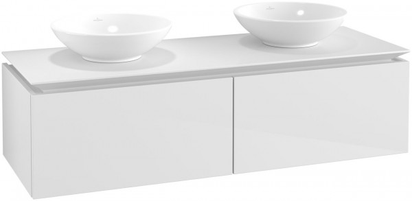 Villeroy and Boch Double Basin Vanity Unit Legato 1400x380x500mm Glossy White