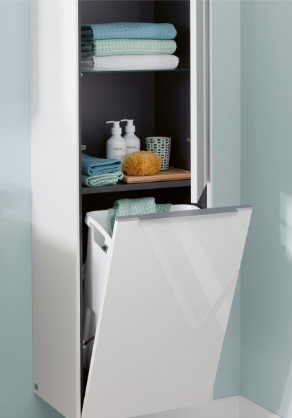Tall Bathroom Cabinet Villeroy and Boch Subway 3.0 450x1710x362mm Glossy White left, 1 door, laundry basket