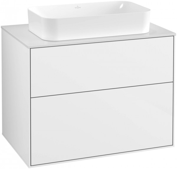 Villeroy and Boch Inset Basin Vanity Unit Finion Glossy White/Glass White F63100GF