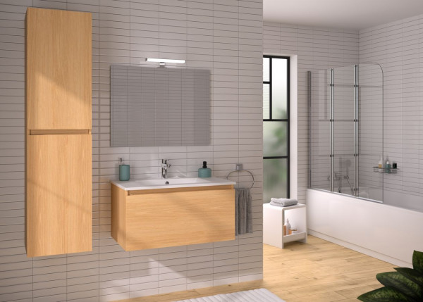 Bathroom Set Allibert SINGLE LED mirror, vanity unit and under counter unit 800x460mm Atlas Oak