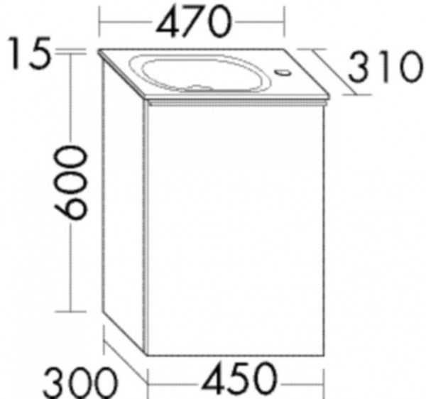 Bathroom Set Burgbad Fiumo 1 door, Wash-hand basin 470x615mm Customizable SGGU047-PN491