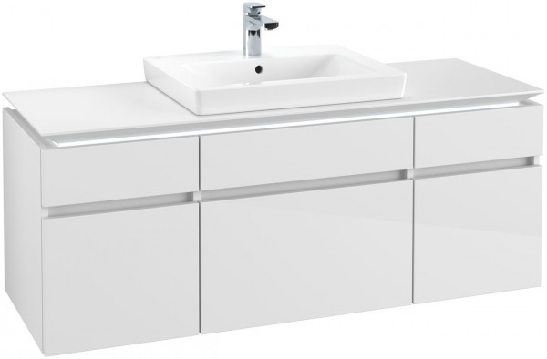 Villeroy and Boch Inset Basin Vanity Unit Legato with light 1400x550x500mm Glossy White