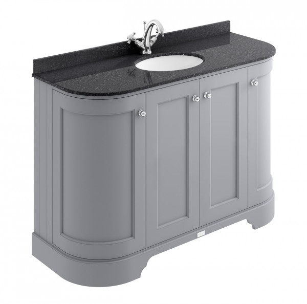 Double Basin Cabinet Bayswater Traditional 4 Doors, Curved 1220mm Plummett Grey