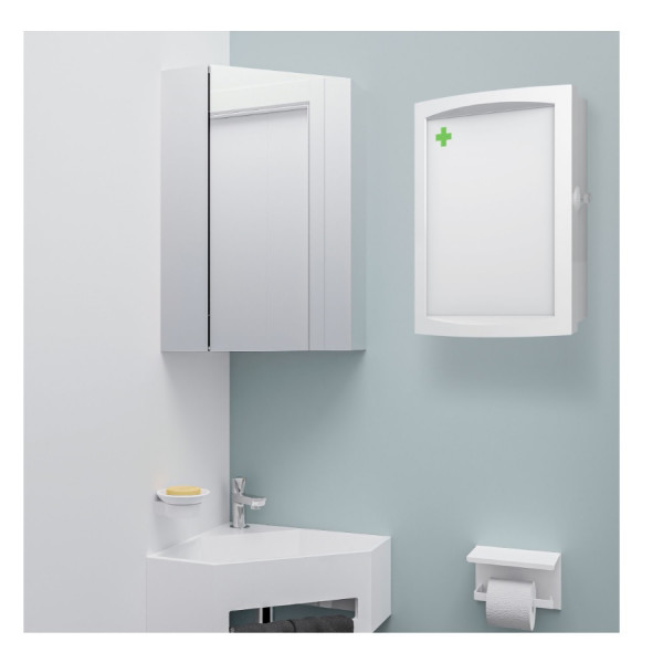 Allibert Wall Mounted Bathroom Cabinet DOC 1 door 370x470x150mm White Matt