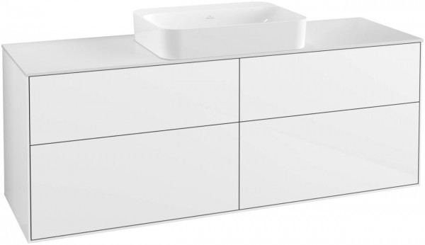 Villeroy and Boch Inset Basin Vanity Unit Finion Glossy White/Glass White F73100GF