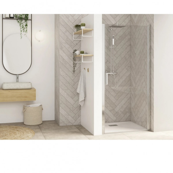 Kinedo Pivot shower Door SMART DESIGN P without treshold, with reinforcement bar, recess 1100x2000x6mm Chrome Profil, Transparent Glass