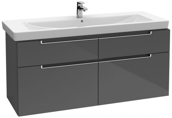 Villeroy and Boch Double Basin Vanity Unit Subway 2.0 1287x590x449mm A91610PD Glossy Grey