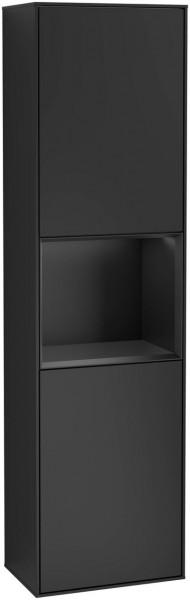 Villeroy and Boch Tall Bathroom Cabinets Finion 418x1516x270mm Black matte Lacquer F460PDPD