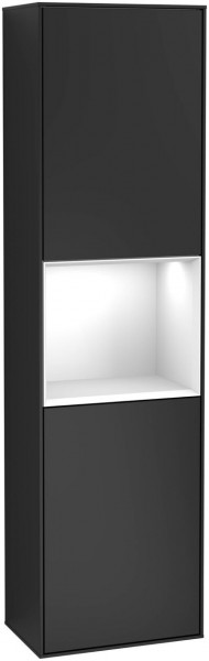 Villeroy and Boch Tall Bathroom Cabinets Finion 418x1516x270mm Black matte Lacquer G460GFPD