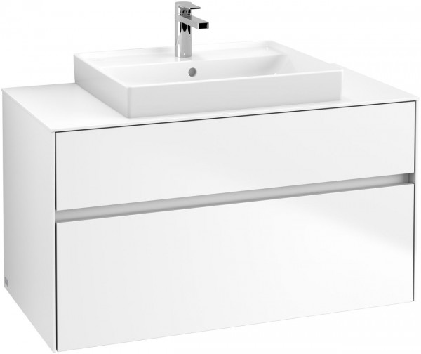 Villeroy en Boch Vanity Unit Collaro Wall-mounted with LED 1000x500x548mm Glossy White White Matt  | Without LED | 1 Central Hole