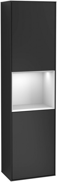 Villeroy and Boch Tall Bathroom Cabinets Finion 418x1516x270mm Black matte Lacquer F460MTPD