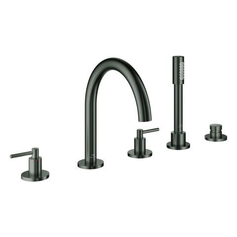 Deck Mounted Bath Mixer Grohe Atrio lever handle Brushed Hard Graphite