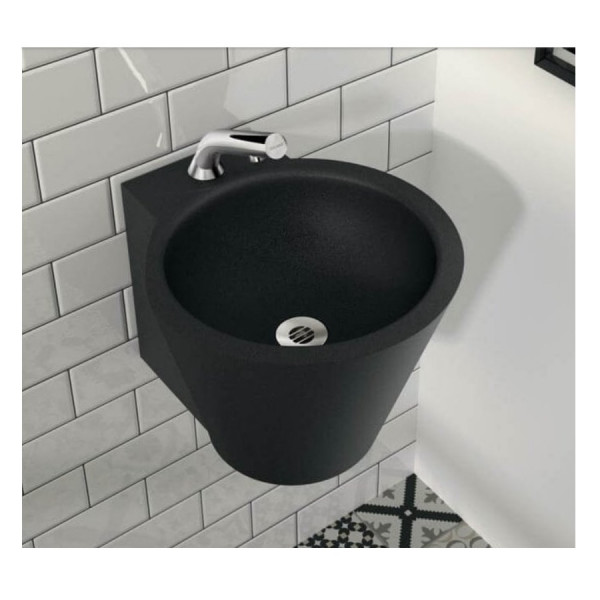 Public Bathroom Delabie Sink MINI BAILA with tap hole stainless steel Matt Black