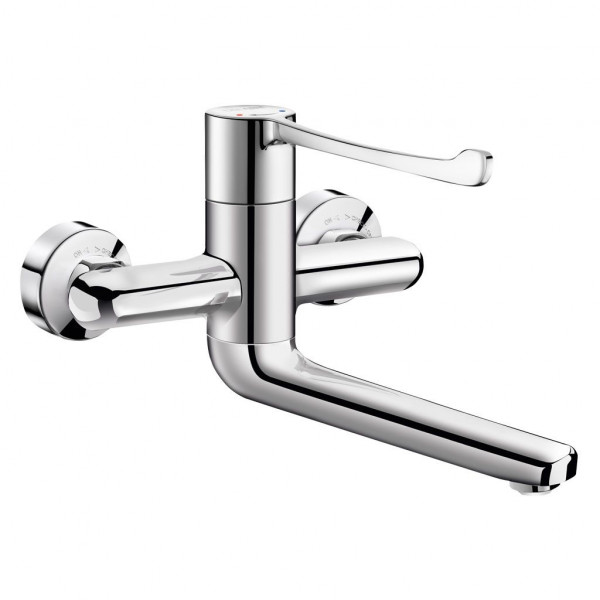 Delabie Wall Mounted Tap Fixed lever swivel/fixed spout L120 Chrome 2641