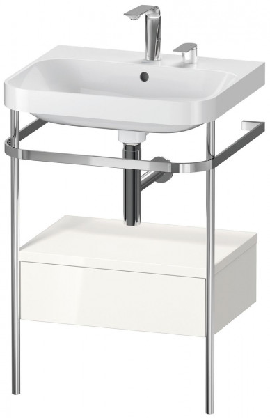 Bathroom Set Duravit Happy D.2 Plus 2-hole washbasin, 1-drawer metal console 575mm White high gloss HP4840E2222