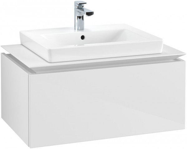 Villeroy and Boch Inset Basin Vanity Unit Legato 380x500mm Glossy White | Without Light | 800 x 380 mm