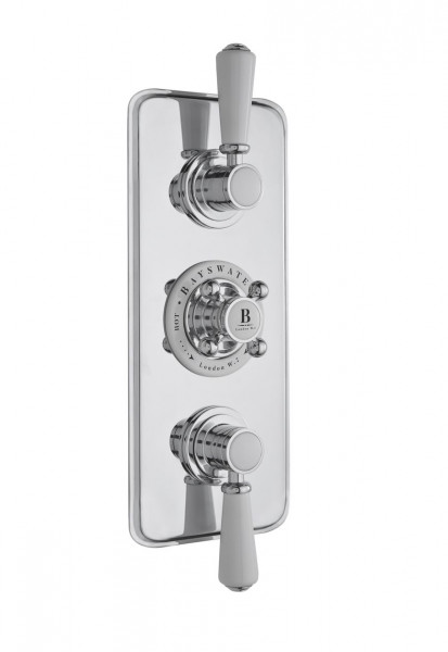 Concealed Bath Shower Mixer Bayswater Traditional 3 outlets with diverter Chrome/White