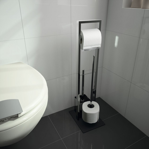 Allibert Bathroom Accessory Set VERRY Toilet brush and paper holder 240x700x180mm Glossy Chrome