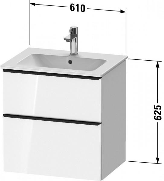 Vanity Unit Built-In Basin Duravit D-Neo 2 drawers, bronze handles for Lav. ME 610mm Concrete Grey Matt DE4361004070000