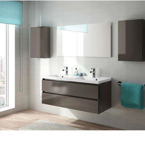 Vanity Unit Built-In Basin Allibert ALMA 2 drawers 1200mm Asphalt Glossy