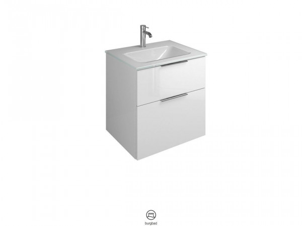 Bathroom Set Burgbad Eqio 1-hole washbasin, 2-drawer unit 620x615mm Customisable SEYX062-PN258