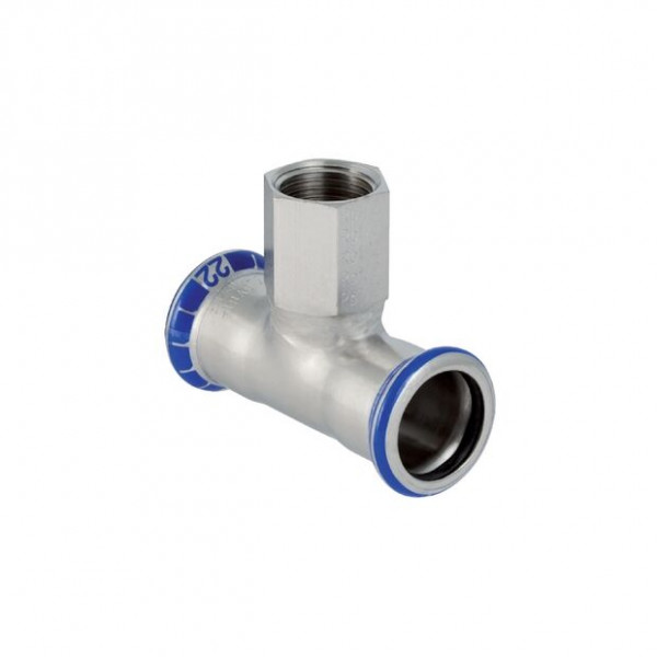 Geberit Plumbing Fittings Mapress T-piece in stainless steel with female thread d54-Rp3/4-54