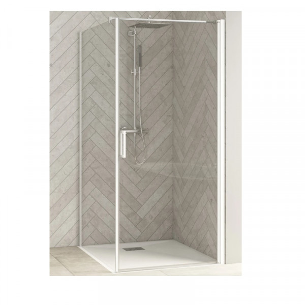 Kinedo Side Panel SMART DESIGN fixed angle F without treshold 700x2000x6mm White Profil, Transparent Glass