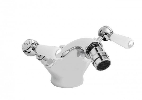 Bidet Tap Bayswater Traditional Lever, Chrome Hex/White
