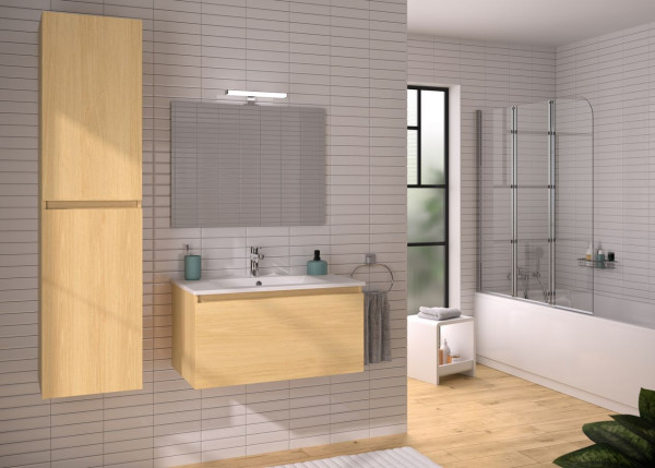 Tall Bathroom Cabinet Allibert SINGLE 400x1560mm Atlas Oak