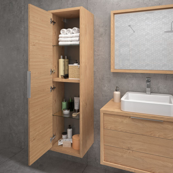 Allibert Tall Bathroom Cabinet SORENTO 424x1560x350mm Kendal Oak