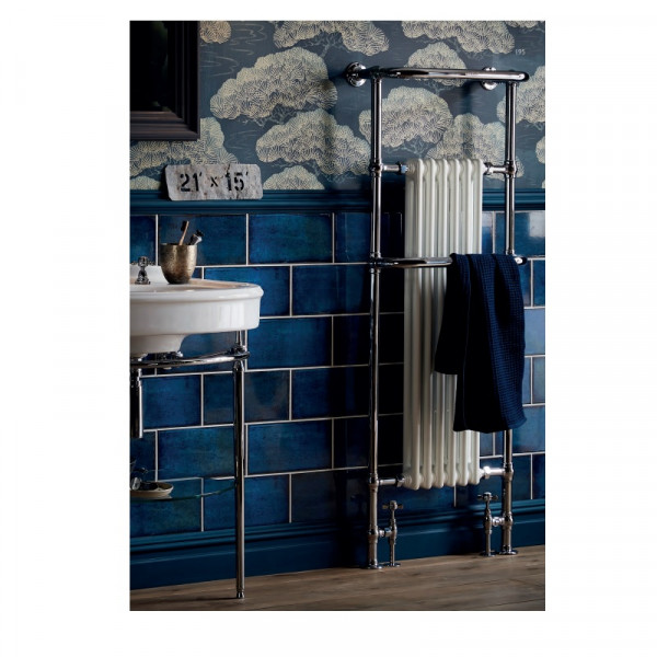 Heritage Bathrooms Heated Towel Rail Cabot 1500x583x235mm Chrome/White