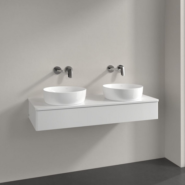 Double Basin Cabinet Villeroy and Boch Antao 1 drawer 1200x190x500mm Glossy White Laquered
