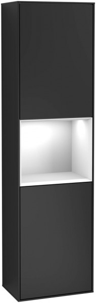 Villeroy and Boch Tall Bathroom Cabinets Finion 418x1516x270mm Black matte Lacquer F470GFPD