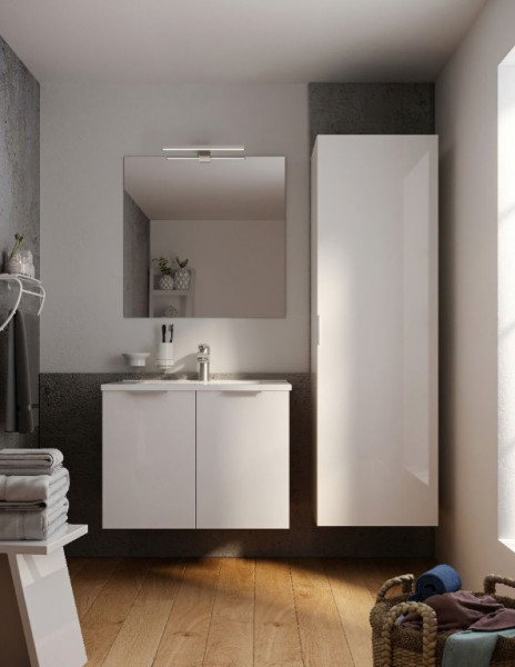 Bathroom Set Allibert EURO PACK 2 doors with washbasin, mirror 600mm Glossy White