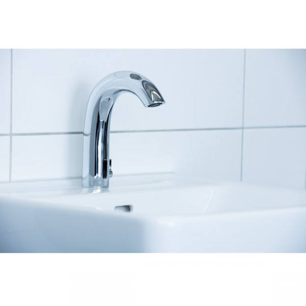 Single Hole Mixer Tap Laufen CURVETRONIC electronic with temperature control, with power supply 135x196mm Chrome