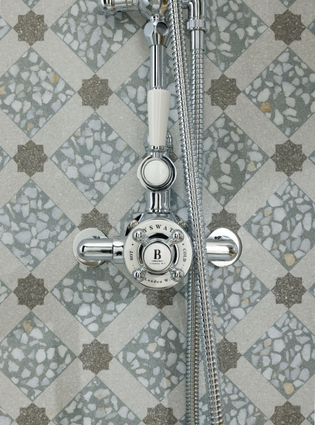Wall Mounted Shower Mixer Bayswater Traditional 1 outlet Chrome/White