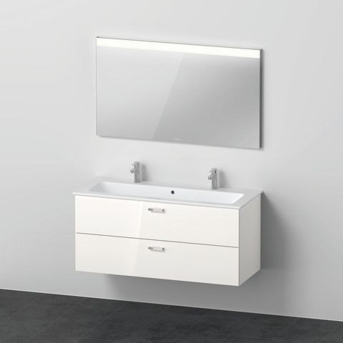Bathroom Set Duravit XBase Vanity unit, Double washbasin, Mirror Glossy White