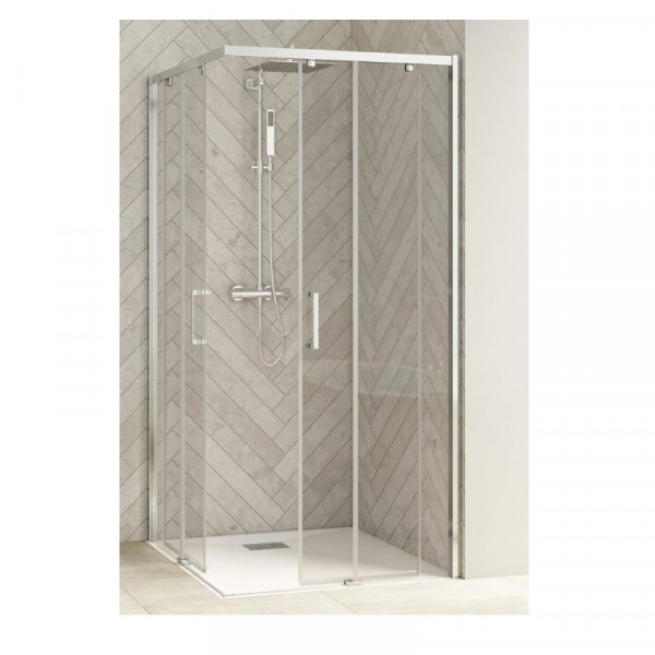 Sliding Shower Door Kinedo SMART DESIGN without threshold left Angle A/C 1000mm Chrome Profil and Transparent Glass