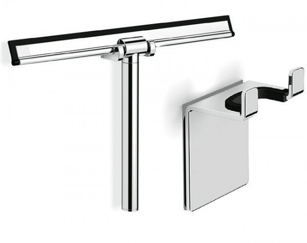 Kinedo Shower Squeegee Chrome-plated shower squeegee with chrome-plated wall hook for double adhesive bonding Chrome