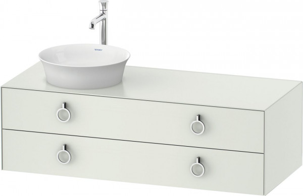 Vanity Unit For Countertop Basin Duravit White Tulip 2 drawers, 4 handles, left-hand basin 1300x408mm White silk matt WT4992L3636