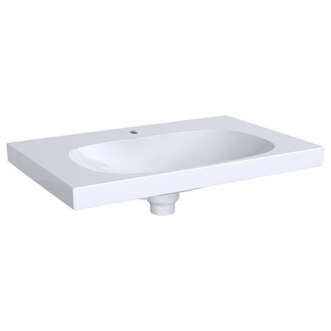 Geberit Vanity Washbasin Acanto Concealed Overflow + Storage Surface + Drain Cover White 500630012