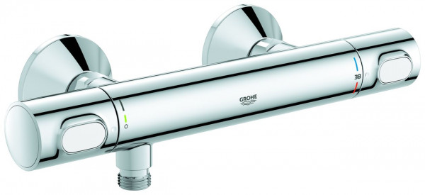 Thermostatic Shower Mixer Grohe Grohtherm 500 Wall mounted with EcoButton with metal rosettes Chrome