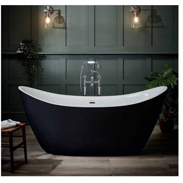 Heritage Bathrooms Freestanding Bath Osterley Double Ended Bath 1730x730x750mm Black