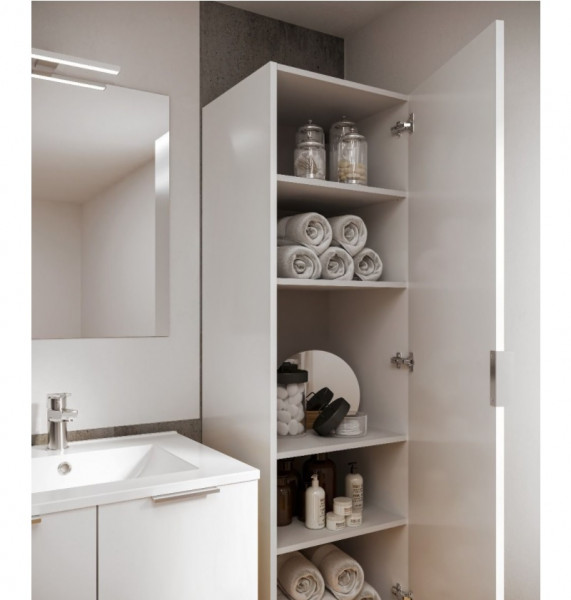 Tall Bathroom Cabinet Allibert EURO PACK 400mm Glossy White