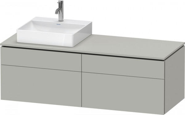 Vanity Unit For Countertop Basin Duravit L-Cube 4 drawers, basin left 1420mm Concrete Grey Matt LC4870L07070000