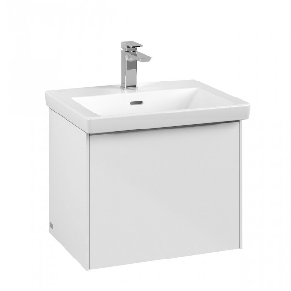 Vanity Unit Built-In Basin Villeroy and Boch Subway 3.0 1 drawer 432x523x432mm Glossy White | Glossy Aluminium | Without Light