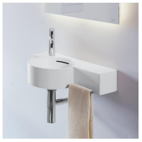 Cloakroom Basin Laufen VAL 1 hole on left, overflow, shelf on right 550mm White